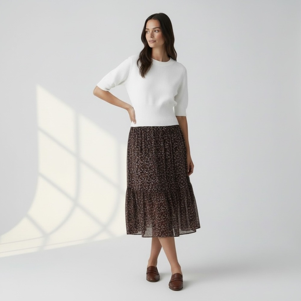 Madewell | Georgette Tiered Maxi Skirt in Adorable Ditsy Medium MD215